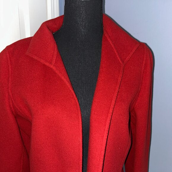 Linda Allard Ellen Tracy Red Wool Jacket, Open Front, Lightweight, Size 10 - Picture 3 of 7